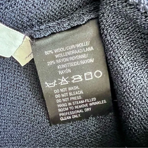 St. John Knits Classic Santana Knit Jacket Blazer‎ Navy Light Blue Trim Size L